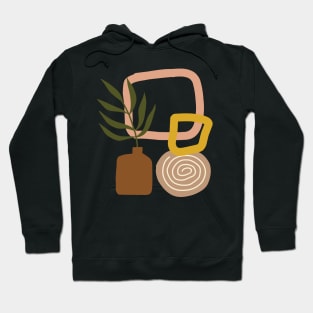 Minimal Modern  Abstract Shapes Leaf Terraccota  Vase Warm Tones  Design Hoodie